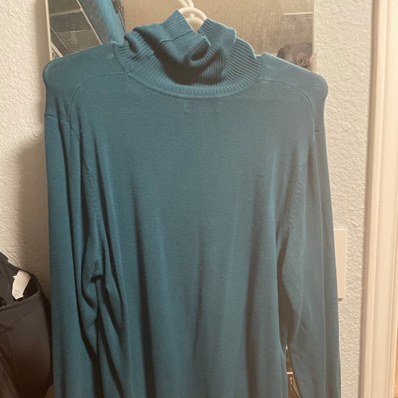 Teal silky turtleneck - Picture 2 of 3